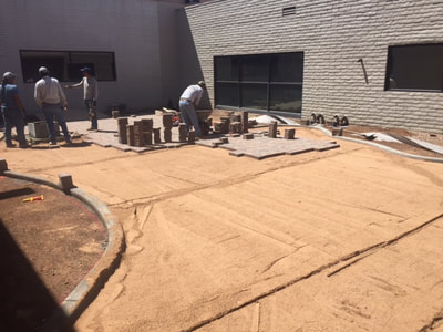 Mid-construction progress of a Summit Healthcare Medical Center (Show Low) relaxation courtyard renovation. 